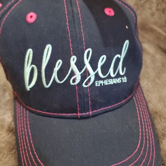 Cherished Girl "Blessed" Womens Baseball Cap Blue/Pink 100% Cotton - Picture 2 of 9